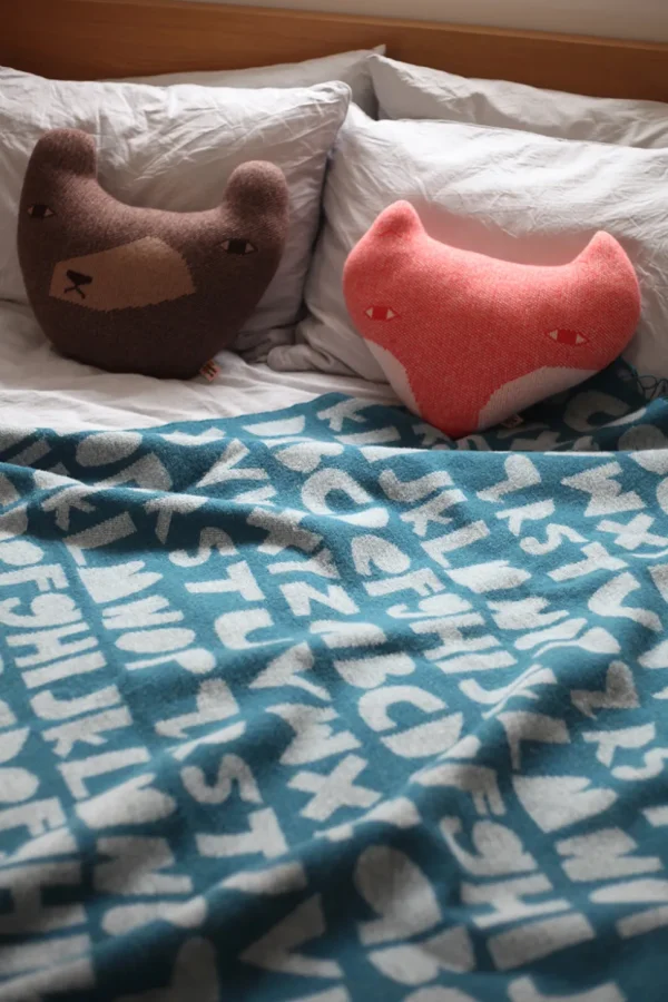 Blankets + Throws>Donna Wilson Alphabet Lambswool Throw - Blue