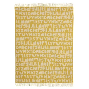 Blankets + Throws>Donna Wilson Alphabet Lambswool Throw - Yellow