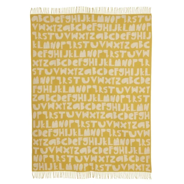 Blankets + Throws>Donna Wilson Alphabet Lambswool Throw - Yellow