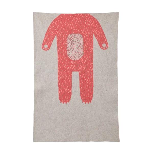 Baby Blankets>Donna Wilson Bear Mini Blanket - Grey & Pink