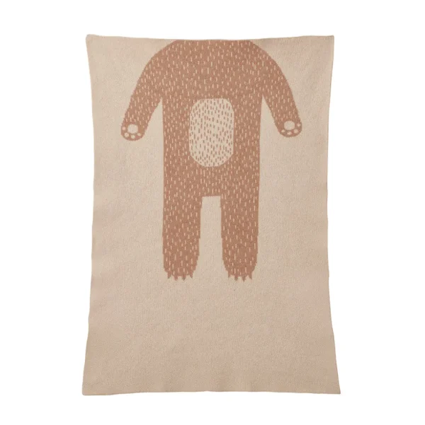 Baby Blankets>Donna Wilson Bear Mini Blanket - Oatmeal & Brown