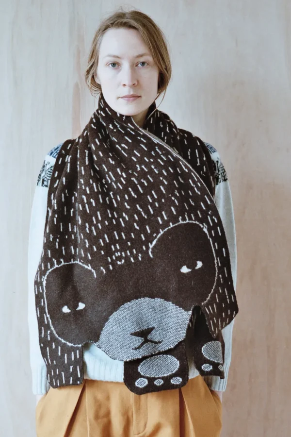 Scarves>Donna Wilson Bear Shawl - Brown