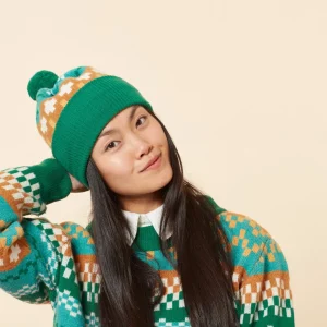 Hats + Arm Warmers>Donna Wilson Big Stitch Beanie Hat - Shamrock