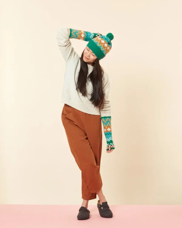 Hats + Arm Warmers>Donna Wilson Big Stitch Beanie Hat - Shamrock