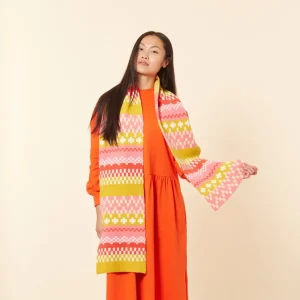 Scarves>Donna Wilson Big Stitch Scarf - Lipstick