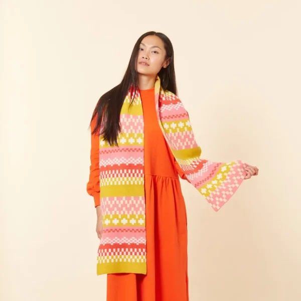 Scarves>Donna Wilson Big Stitch Scarf - Lipstick