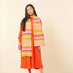 Scarves>Donna Wilson Big Stitch Scarf - Lipstick