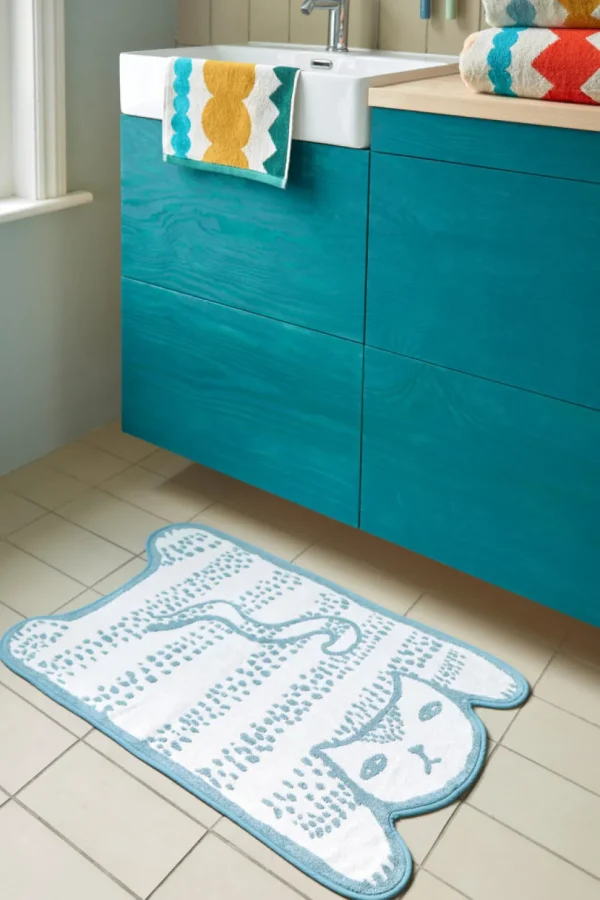 Bath Mats>Donna Wilson Blue Cat Bath Mat