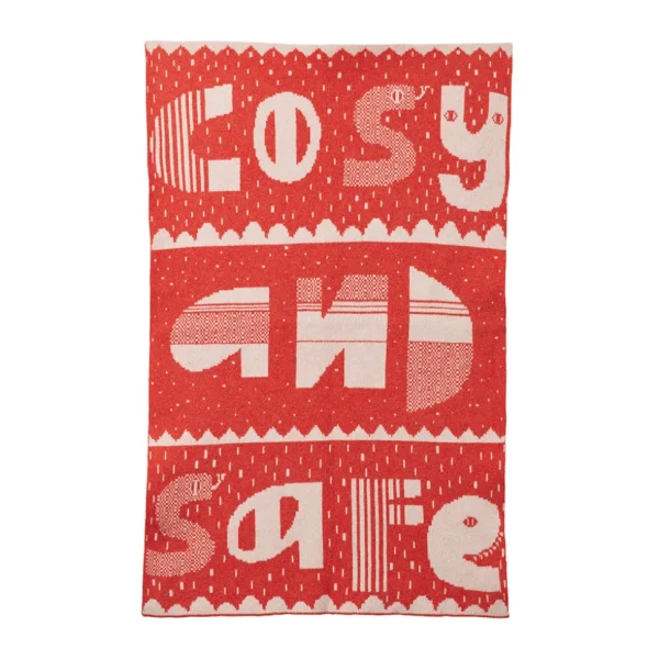 Baby Blankets>Donna Wilson Cosy and Safe Mini Blanket - Orange & White