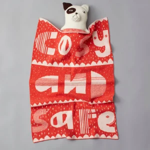 Baby Blankets>Donna Wilson Cosy and Safe Mini Blanket - Orange & White
