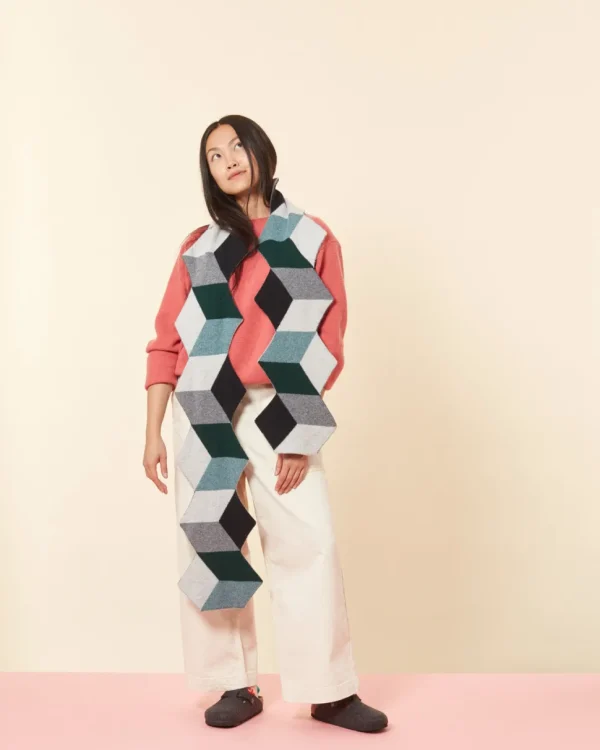 Scarves>Donna Wilson Cube Scarf - Black