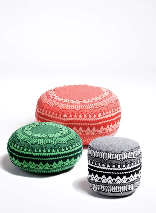 Floor Cushions>Donna Wilson Ernest Pouffe in ZigZag - Green