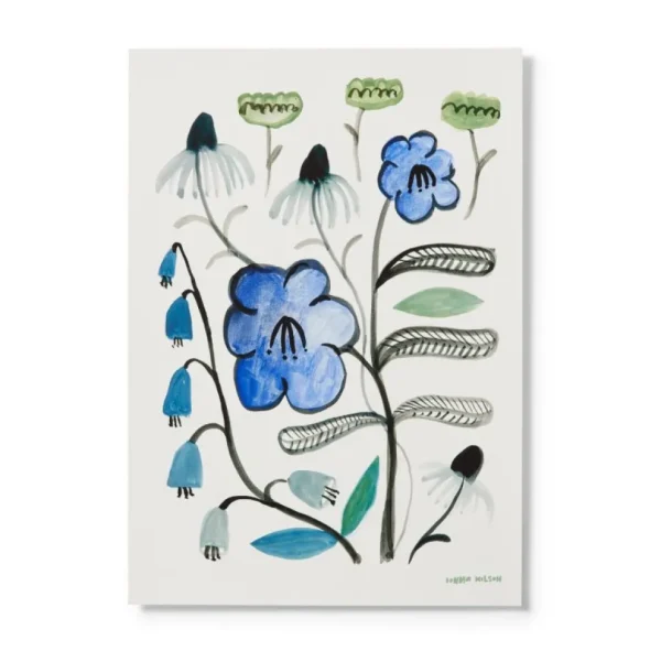 Flower Wall Art>Donna Wilson Floral Print - Blue