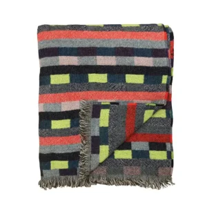 Blankets + Throws>Donna Wilson Glitch Woven Throw - Denim Blue