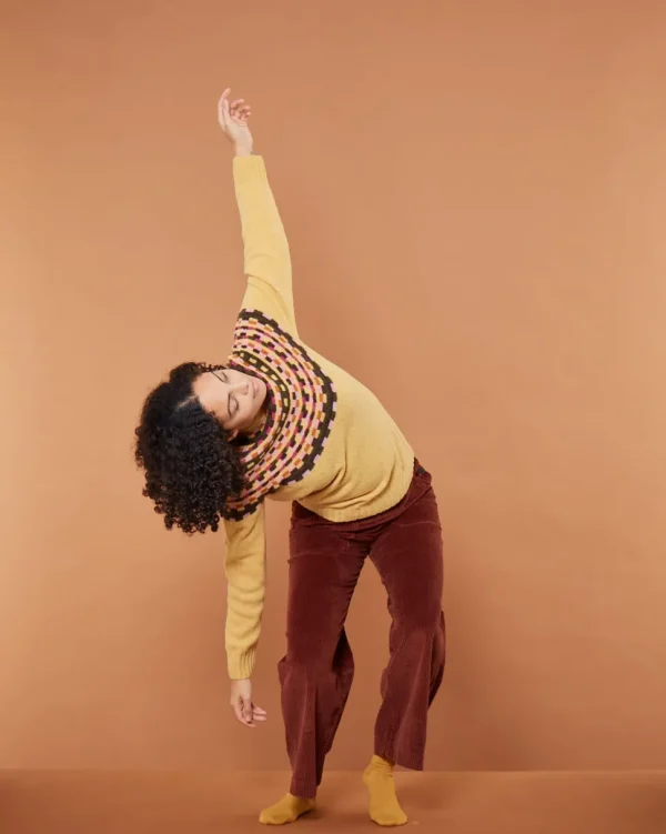 Lambswool Jumpers>Donna Wilson Glitch Yoke Jumper - Marzipan