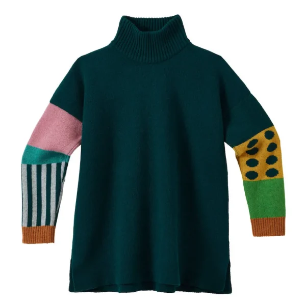 Lambswool Jumpers>Donna Wilson Hettie Turtleneck Jumper - Green