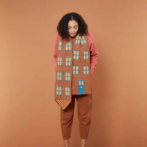 Scarves>Donna Wilson House Shaped Scarf - Ember