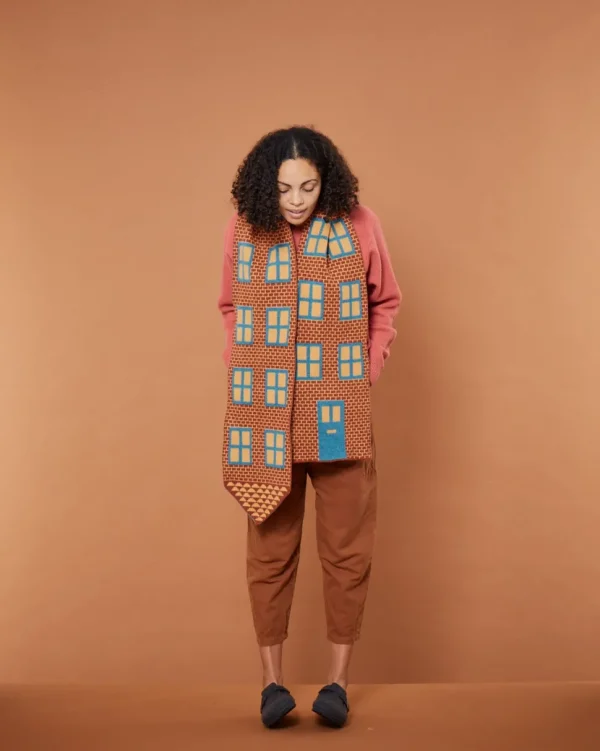 Scarves>Donna Wilson House Shaped Scarf - Ember