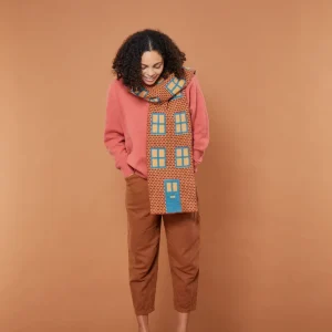 Scarves>Donna Wilson House Shaped Scarf - Ember