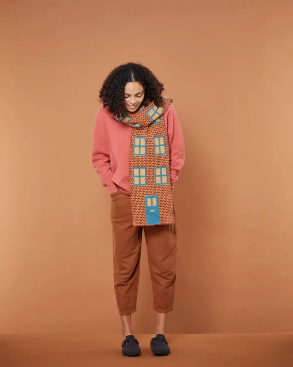 Scarves>Donna Wilson House Shaped Scarf - Ember