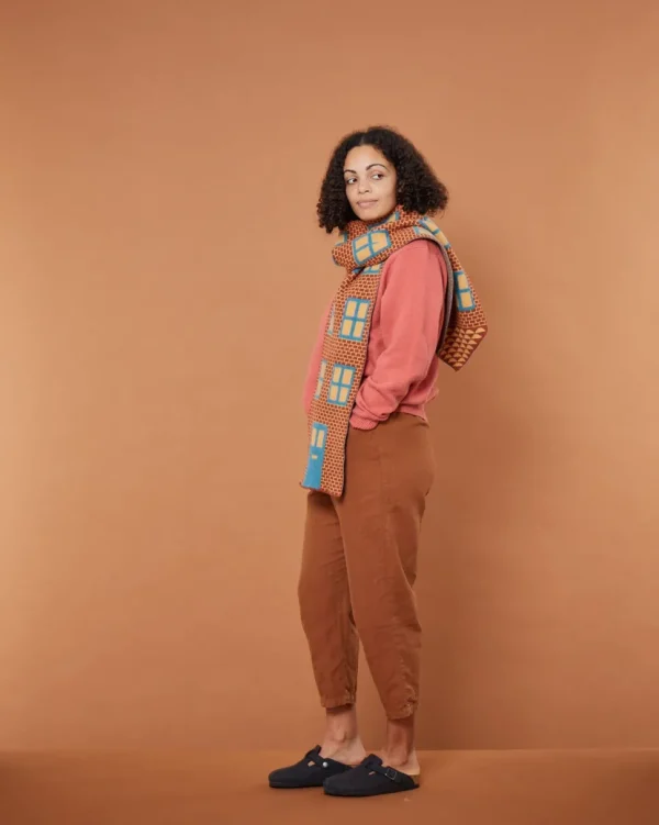 Scarves>Donna Wilson House Shaped Scarf - Ember