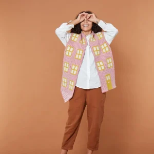 Scarves>Donna Wilson House Shaped Scarf - Nougat