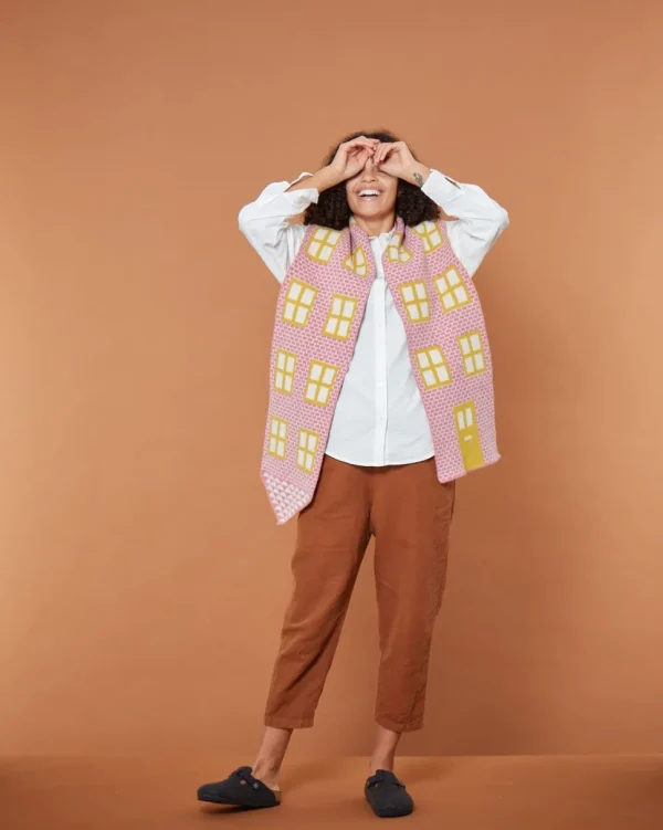 Scarves>Donna Wilson House Shaped Scarf - Nougat