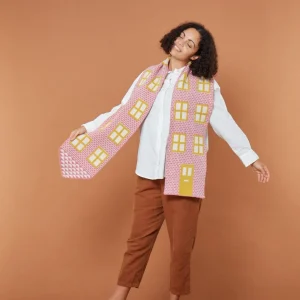 Scarves>Donna Wilson House Shaped Scarf - Nougat