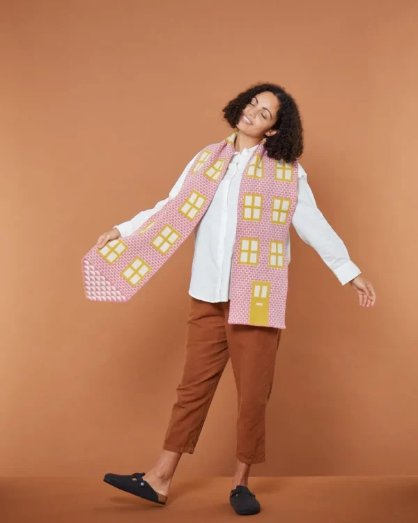Scarves>Donna Wilson House Shaped Scarf - Nougat