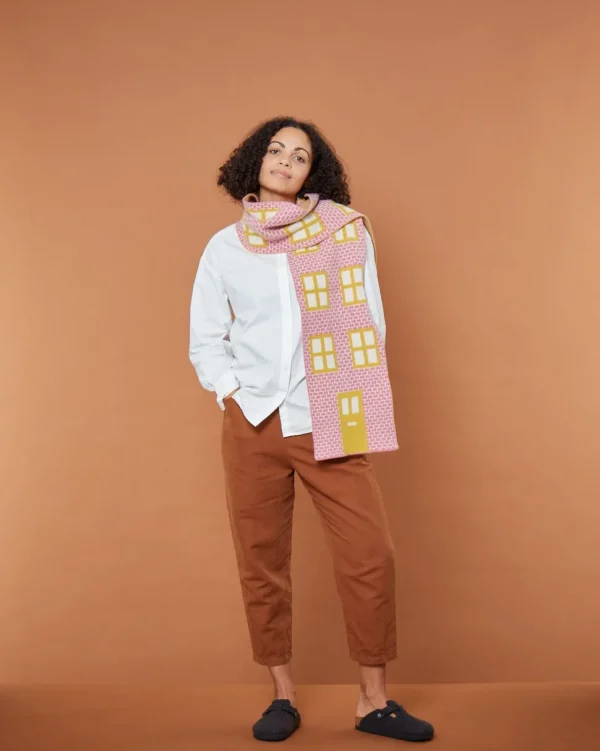 Scarves>Donna Wilson House Shaped Scarf - Nougat