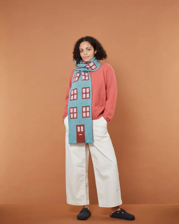 Scarves>Donna Wilson House Shaped Scarf - Shamrock