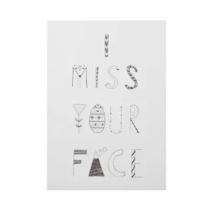 Screen Print Wall Art>Donna Wilson I Miss Your Face Monochrome Print