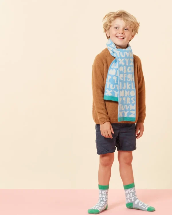 Scarves>Donna Wilson Kids Alphabet Scarf - Blue