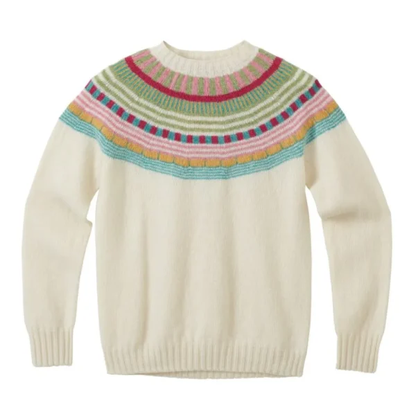 Lambswool Jumpers>Donna Wilson Magic Circle Yoke Jumper - Winter White