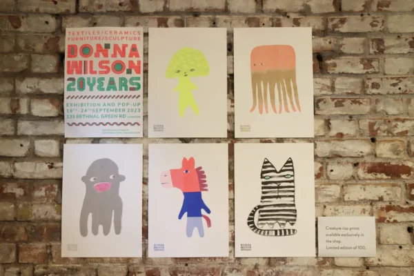 Screen Print Wall Art>Donna Wilson Mono Cat 20 Years Riso Print - Limited Edition