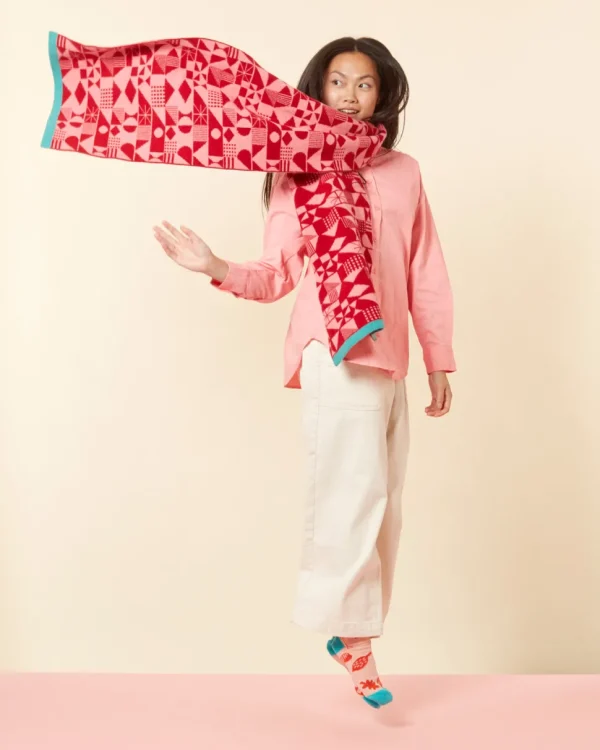Scarves>Donna Wilson Monoglyph Blanket Scarf - Lipstick