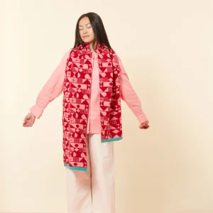 Scarves>Donna Wilson Monoglyph Blanket Scarf - Lipstick