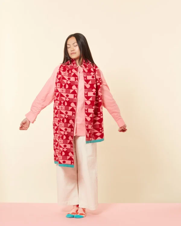 Scarves>Donna Wilson Monoglyph Blanket Scarf - Lipstick