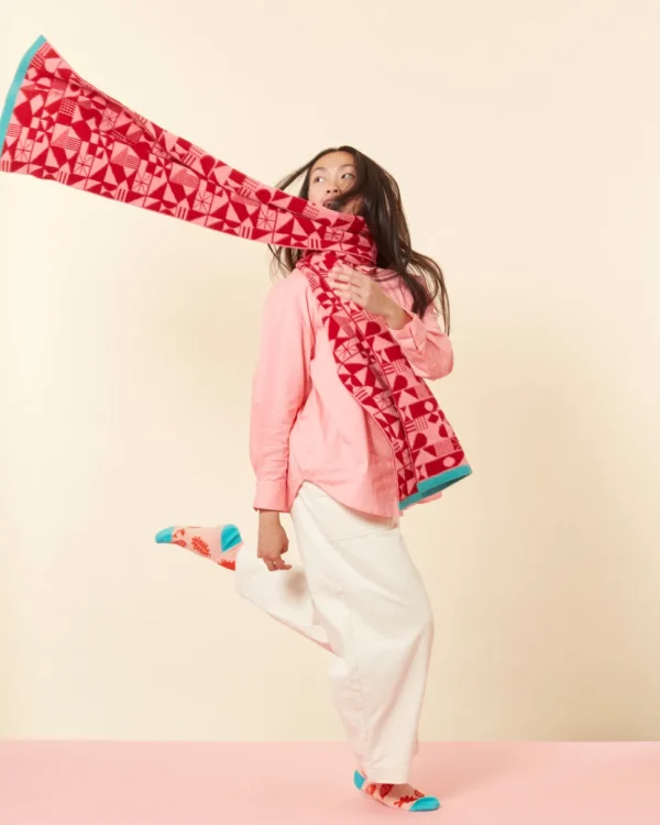 Scarves>Donna Wilson Monoglyph Blanket Scarf - Lipstick