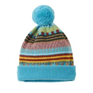 Hats + Arm Warmers>Donna Wilson Static Stripe Beanie Hat - Turquoise