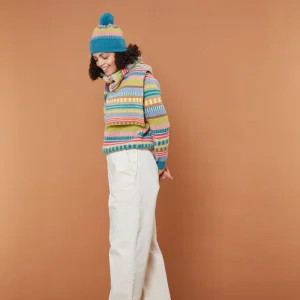 Hats + Arm Warmers>Donna Wilson Static Stripe Beanie Hat - Tutti Frutti