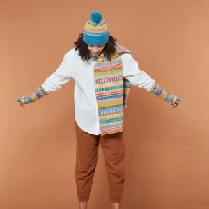 Hats + Arm Warmers>Donna Wilson Static Stripe Beanie Hat - Tutti Frutti