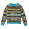 Lambswool Jumpers>Donna Wilson Static Stripe Jumper - Turquoise
