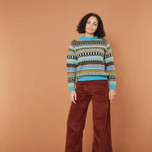 Lambswool Jumpers>Donna Wilson Static Stripe Jumper - Turquoise