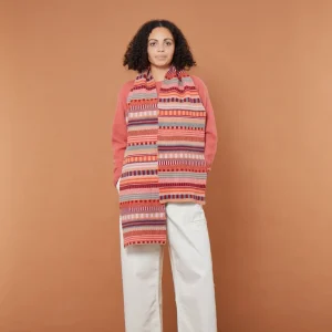 Scarves>Donna Wilson Static Stripe Scarf - Dubonnet
