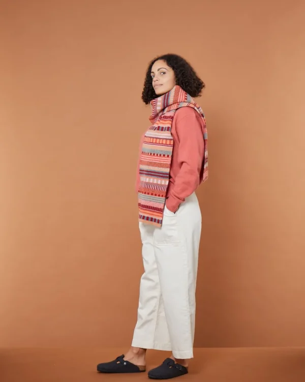 Scarves>Donna Wilson Static Stripe Scarf - Dubonnet