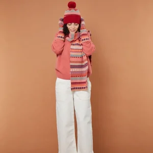 Scarves>Donna Wilson Static Stripe Scarf - Dubonnet
