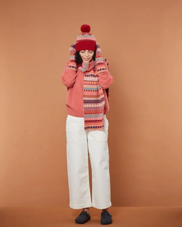 Scarves>Donna Wilson Static Stripe Scarf - Dubonnet