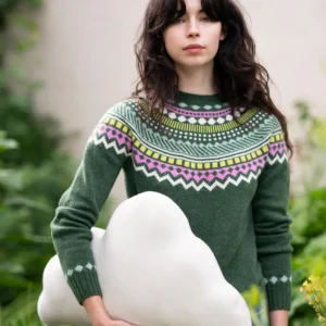 Lambswool Jumpers>Donna Wilson Ugie Jumper - Forest Green