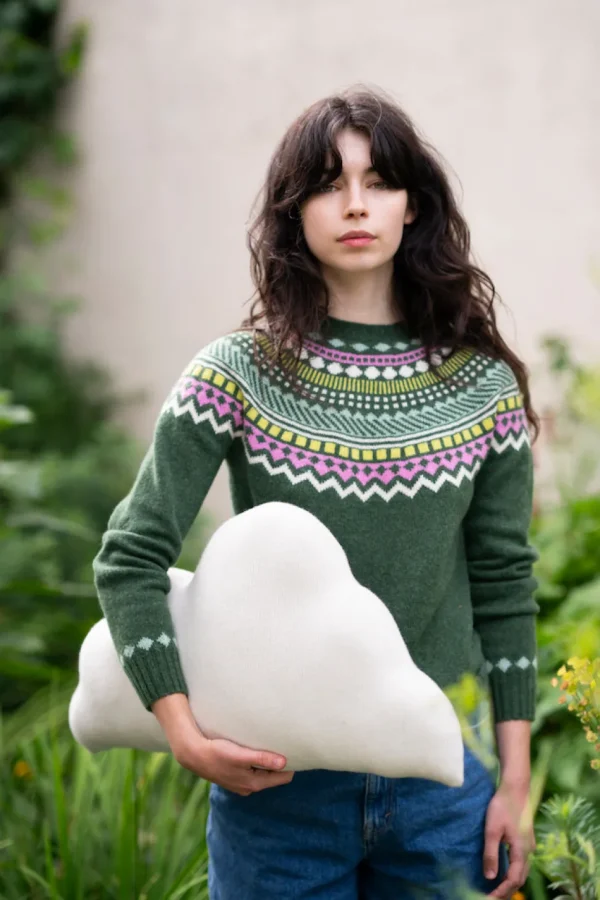 Lambswool Jumpers>Donna Wilson Ugie Jumper - Forest Green